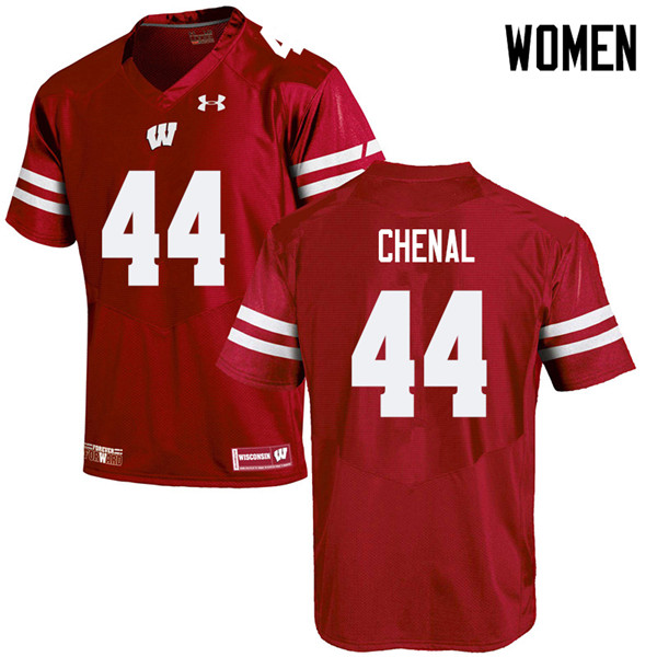 Wisconsin Badgers Women's #44 John Chenal NCAA Under Armour Authentic Red College Stitched Football Jersey UQ40I33JI